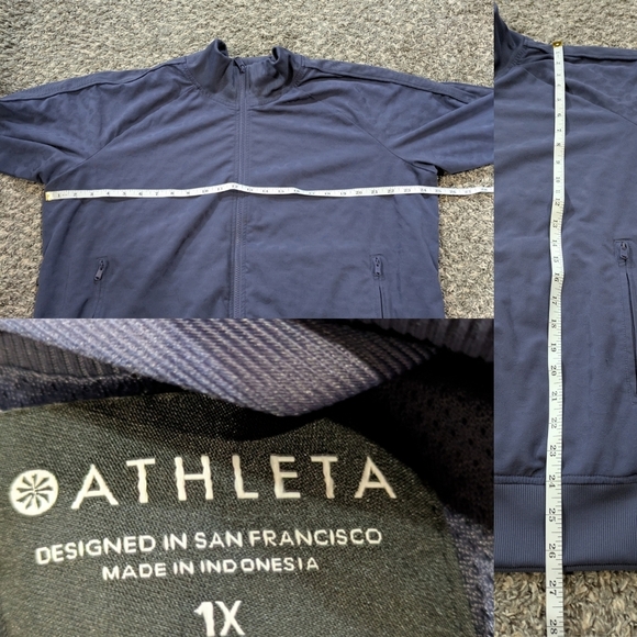 Athleta Blue Leopard Print Zip Up Jacket 1X - Picture 9 of 9